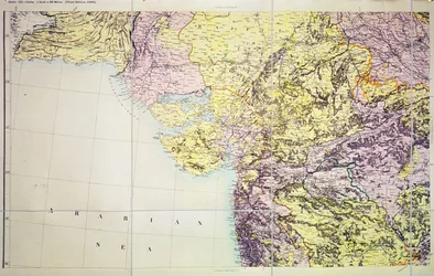 Mapa da Cutch e da Presidência de Bombaim, Índia, 1898