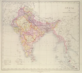 Mapa da Índia, publicado sob a direção do Coronel HR Thuillier, RE, Surveyor General of India, 1882