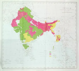 Mapa da Índia, mostrando o progresso das Pesquisas Imperiais, publicadas sob a direção do Coronel HR Thuillier, RE, Surveyor General of India, 1888