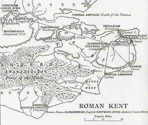 Mapa de Roman Kent, Inglaterra, de &39;Uma Breve História do Povo Inglês&39; por JR Green, publicado em 1893