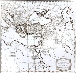 Mapa da parte oriental do Império Romano, de "A História do Declínio e Queda do Império Romano" Vol. 6, por Edward Gibbon, 1808