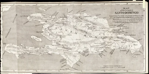 Mapa da Ilha de Santo Domingo, de &39;Santo Domingo Past and Present&39;, de Samuel Hazard, pub. 1873 (fotolito)