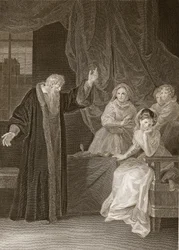 Mary Queen of Scots reprovado por Knox, ilustração de David Humes A História da Inglaterra, pub. por R. Bowyer, Londres, 1812