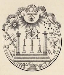Selo maçónico, de «The History of Freemasonry, volume III», publicado por Thomas C. Jack, Londres, 1883