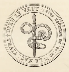 Selo maçónico, de «The History of Freemasonry, volume III», publicado por Thomas C. Jack, Londres, 1883