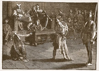 Reunião do Shire-Moot, c.835, ilustração da História Ilustrada de Cassells da Inglaterra (foto sépia)