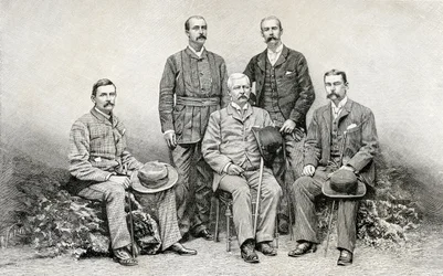 Membros da Expedição de Socorro Emin Pasha, de Sir Henry Morton Stanley, 1890 (gravura em madeira)