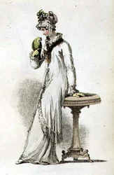 Vestido matinal, placa de moda do Ackermann