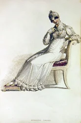 Vestido matinal, placa de moda do Ackermann