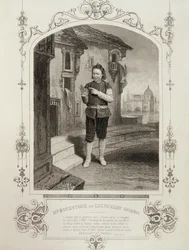 Sr. Buckstone como Lancelot Gobbo, Ato II Cena 2, em O Mercador de Veneza por William Shakespeare (1564-1616)