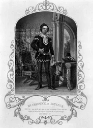 Sr. Creswick como Hotspur, Acto II Cena 3 de Henry IV (Parte I) de um daguerrotype por Paine of Islington, pub. por John Tallis & Co. (litho)