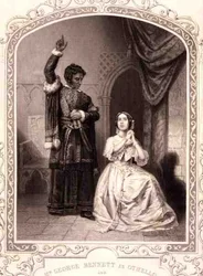 Sr. George Bennett como Othello e Sra. Jane Bennett como Desdemona, Acto IV Cena 2, em Othello por William Shakespeare (1564-1616) (gravura)
