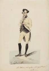Sr. Matthews como Caleb Quotem nos Wags of Windsor, York, c.1820