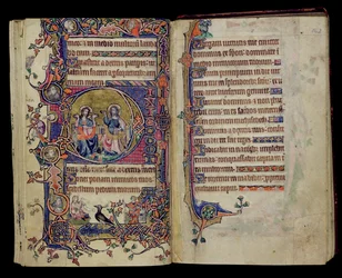 Ms 1-2005, ff.161v-162r: O Pai e Filho, historiated D inicial do Saltério Macclesfield, Uso de Sarum, East Anglia, c.1330
