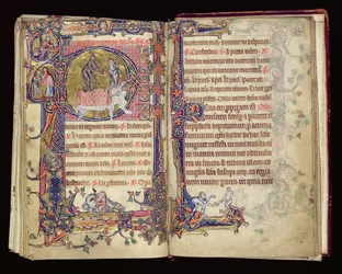 Ms 1-2005, ff.235v-236r: Death Striking, historiated inicial do Saltério de Macclesfield, Uso de Sarum, East Anglia, c.1330