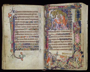 Ms 1-2005, ff.38v-39r: A Unção de David, historiated D inicial do Saltério de Macclesfield, Uso de Sarum, East Anglia, c.1330