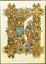 Ms 369 fol.21v As Mulheres Santas no Túmulo, do Pontífice de Winchester, do final do século 10 ao início do 11