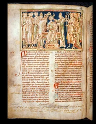 Ms 6712 (A.6.89) fol.115v Edward o Confessor (1004-66) miniatura de Flores Historiarum, por Matthew Paris, 1250-52