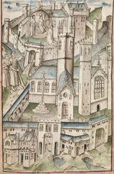 Ms. New Coll 288, f4v. (Manuscrito de Chaundler), Life of William of Wykeham por Thomas Chaundler (caneta e tinta e têmpera sobre velino)