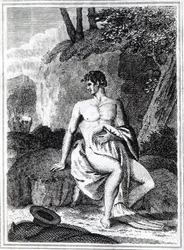 Mungo Park, na África, uma ilustração de "Viagens nos distritos do interior da África: realizada nos anos de 1795, 1796 e 1797", publicada em 1816 (impressão)