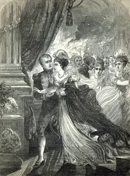 Napoleão e Marie-Louise escapam do fogo no baile dado em 1º de julho de 1810 pelo embaixador austríaco em homenagem ao casamento do casal imperial