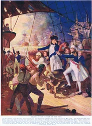 Nelson na Batalha do Nilo, ilustração de Hutchinson