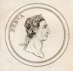 Nerva Caesar Augustus, do &39;Crabb&39;s Historical Dictionary&39;, publicado em 1825 (lito)