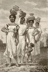 Raparigas do campo paraguaias do século XIX (litografia)