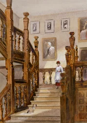 Escada Norte, Audley End House, final do século XIX (aguarela sobre papel)