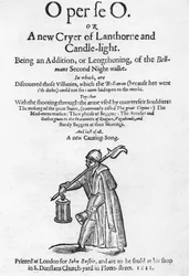 O per se O, ou A New Cryer of Lanthorne e Candle-Light, capa de um livro, impresso por John Busbie, 1612