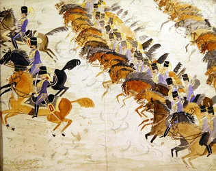 Oficiais a galope a cavalo, c.1840 (aguarela sobre papel)