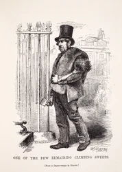 Um dos poucos remanescentes de chaminés, do daguerreótipo de Richard Beard, ilustração do London Labour e London Poor de Henry Mayhew, pub. 1862