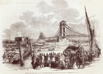 Abertura da Hungerford Suspension Bridge, de &39;The Illustrated London News&39;, 3 de maio de 1845