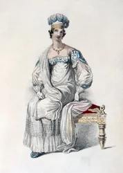 Vestido de ópera, placa de moda de Ackermanns Repository of Arts