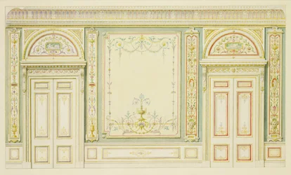 Portas ornamentadas e decoração de parede, no estilo de Robert Adam (1728-92)