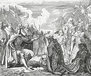 Ottokar II da Bohemia presta homenagem a Rudolph I, rei da Alemanha em 1276, 1882
