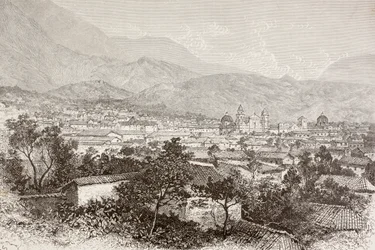 Vista geral de Bogotá, Colômbia (litografia)