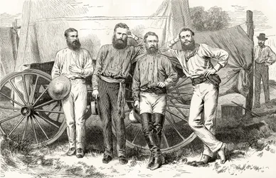 Overland Telegraph Party, c.1872, de &39;Australian Pictures&39;, de Howard Willoughby, publicado pela Religious Tract Society, Londres, 1886