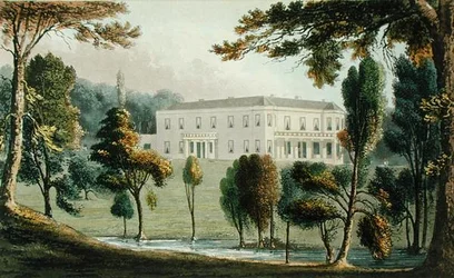 Oxton House, do "Repositório de Artes" de Ackermann, publicado c.1826 (cor litho)