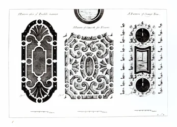 Parterre projeta, da teoria e da prática da jardinagem, por Antoine-Joseph Dezallier DArganville (1680-1765), publicado c.1709