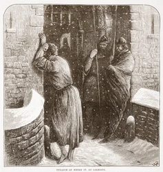 Penitência de Henrique IV da Alemanha, ilustração da História do Protestantismo por James Aitken Wylie (1808-1890), pub. 1878
