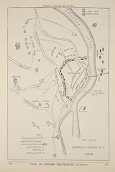 Plano da batalha de Sobraon, 10 de fevereiro de 1846, ilustração da história ilustrada de Cassells da Inglaterra