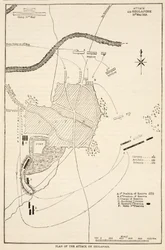 Plano do ataque a Sholapore, ilustração da história ilustrada de Cassells da Índia por James Grant, bar. 1879