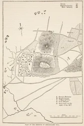 Plano da defesa do monte de Seetabuldee, ilustração da história ilustrada de Cassells da Índia por James Grant, bar. 1879
