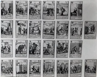 Cartas de jogar descrevendo episódios da Revolução Gloriosa de 1688-89, c.1689