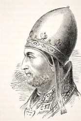 Papa Adriano IV, de "A História Nacional e Nacional da Inglaterra", de William Aubrey, publicado em Londres, c.1890