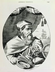 Retrato de Amerigo Vespucci (1454-1512) de "A História Narrativa e Crítica da América", editado por Justin Winsor, Londres, 1886