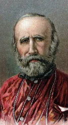Retrato de Giuseppe Garibaldi (1807-1882) - Da série "Líderes dos Homens" - Cromolitografia - Escola Inglesa, século XX -