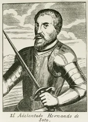 Retrato de Hernando de Soto (c.1496-1542) de &39;A História Narrativa e Crítica da América&39;, editado por Justin Winsor, Londres, 1886