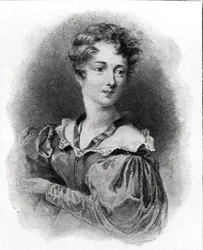 Retrato de Lady Caroline Lamb (b.1785) (litho) (foto a p/b)